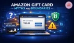 Amazon Gift Card caution graphic highlighting gift card safety boundaries and scam awareness