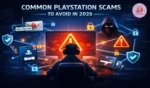 Overview graphic explaining common PlayStation scams to avoid in 2026