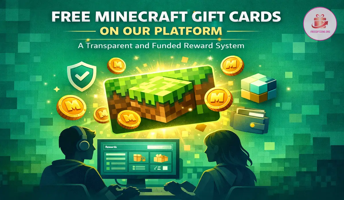Overview image showing our Minecraft gift card campaign structure and platform presentation